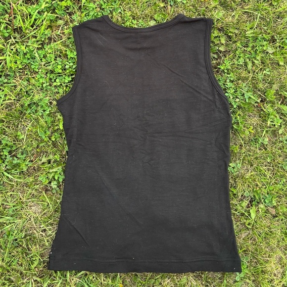 Mossimo Stretch Black Sequin Mesh Front Wide Strap Tank Top Womens Medium - Picture 2 of 4